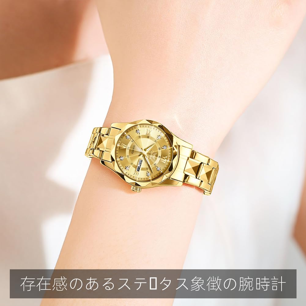 Stylish Women's Quartz Watch for Commuting, Featuring a Calendar, Day and Date Display, Round Face, 30mm Diameter, Stainless Steel, Japanese-made