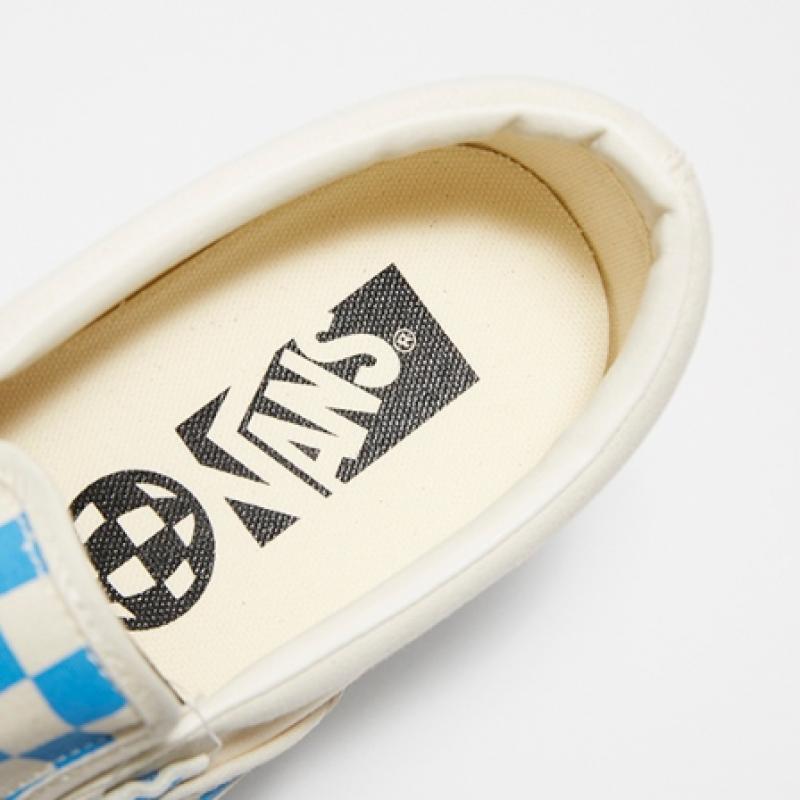 Vans Mte Slip On Issue 98   Checkerboard Cyan Blue Vn000cwa0h71