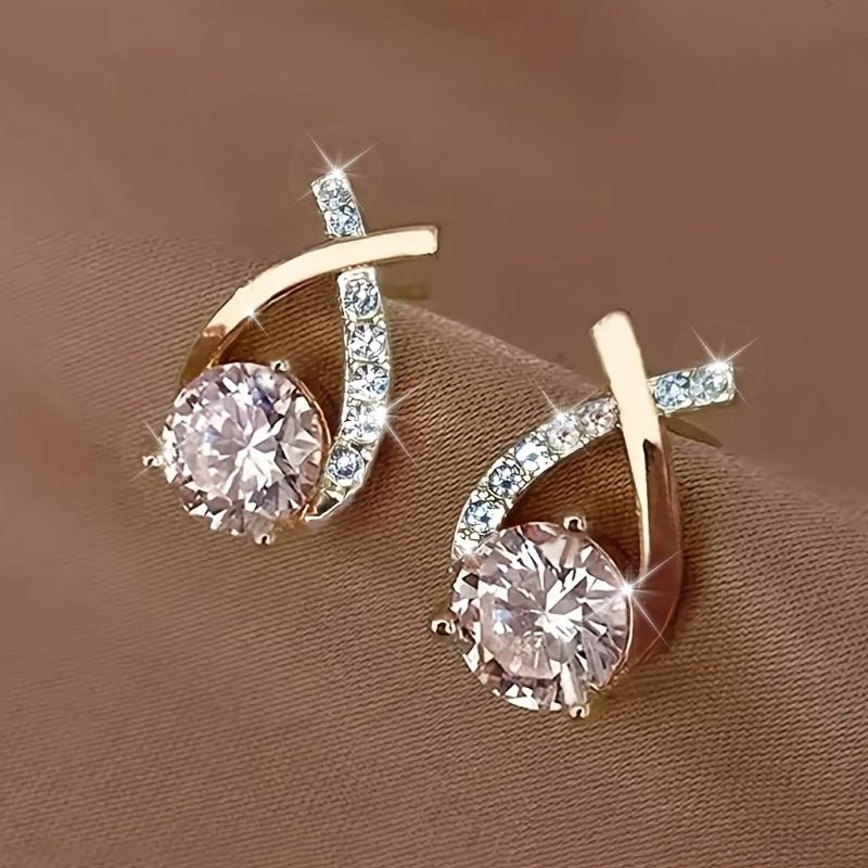 Pair Cross Shaped Stud Earrings Versatile Daily Wear Simple Elegant Cute Noble Ear Accessories Suitable for Daily Commuting