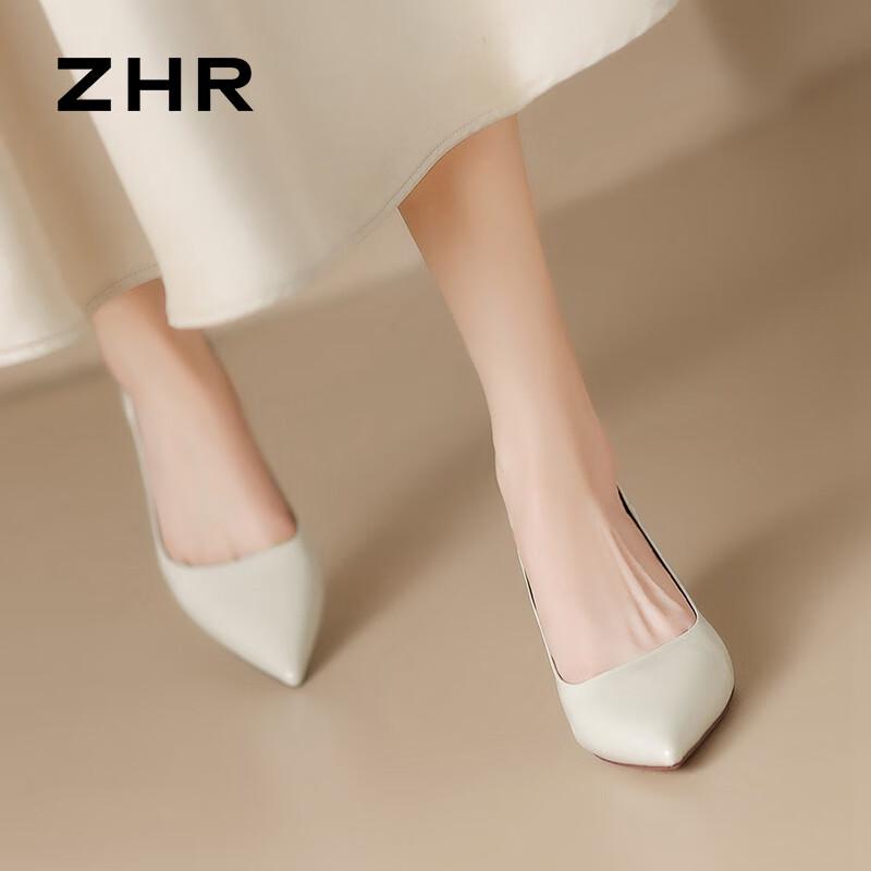 ZHR Women's Elegant Pointed Toe Kitten Heel Pumps