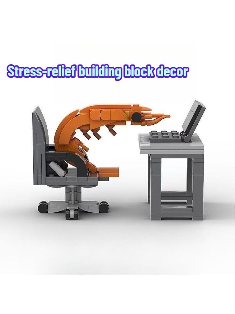 2025 New MOC Shrimp Model Figurines Building block Creative Adult Office Desk Prank Puzzzle Assembly Brick Ornament Toys