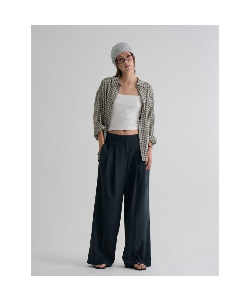 8SECONDS Summer Double-Pleat Wide Slacks Ash