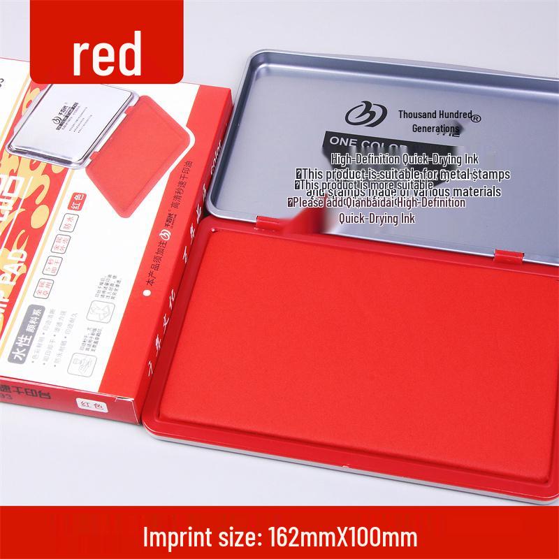Quick-Dry Dual Ink Pad: Red, Blue & Black - Square & Round Options for Office, Oil & Water-Based Stamping