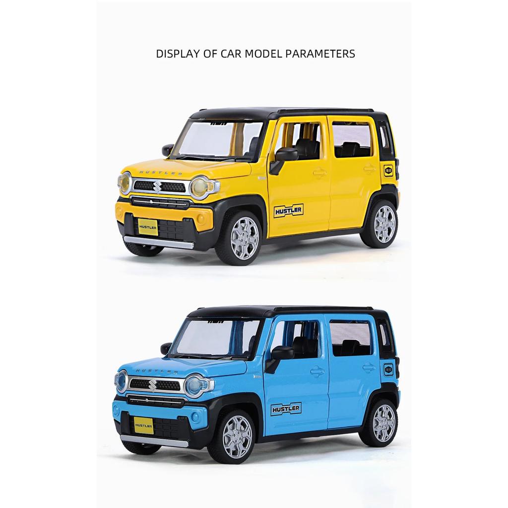 1/22 Suzuki Hustler SUV Alloy Car Model Sound and Light Pull Back Children's Toy Collectibles Birthday Gift