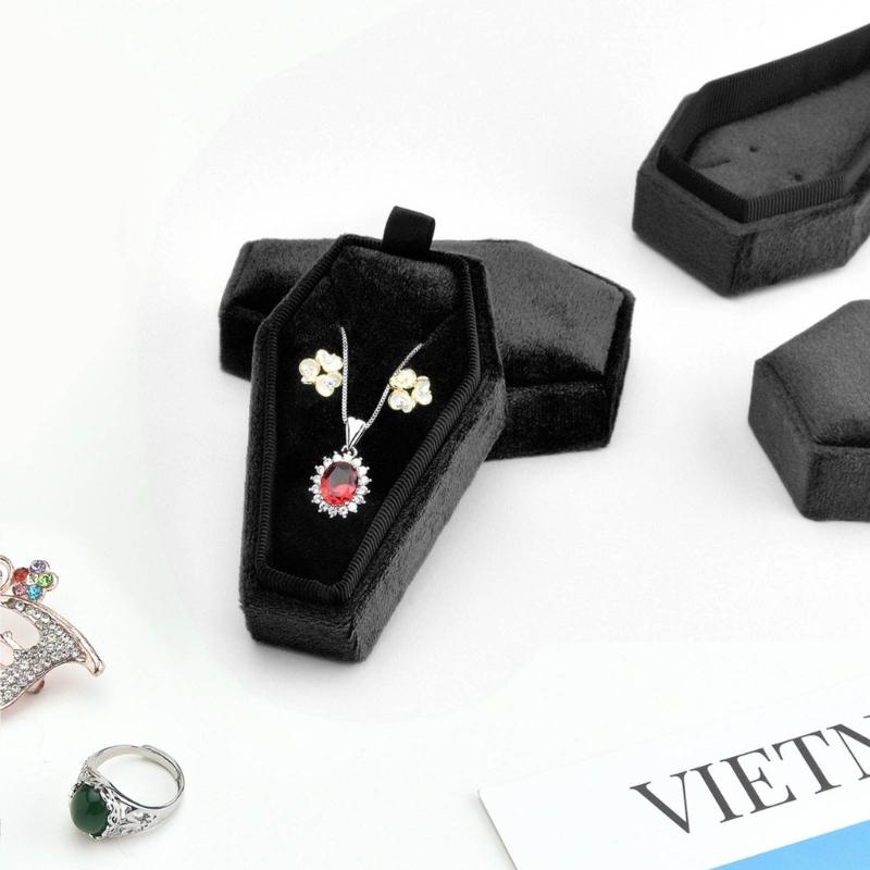 High-end Coffin Shape Style Jewelry Box Travel Portable Velvets Jewelry Storage Box Bracelets Earrings Jewelry Organizer