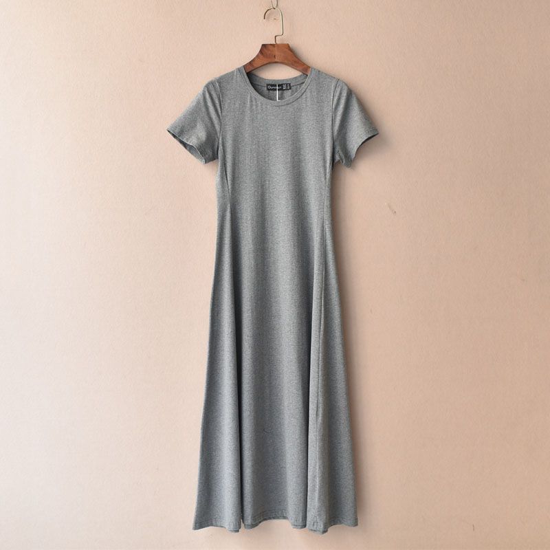 

Pure Cotton Waist-Tight Dress Stripes Plus Size Beach Short Sleeve Grey XL (62.50 kg-67.50 kg shots)