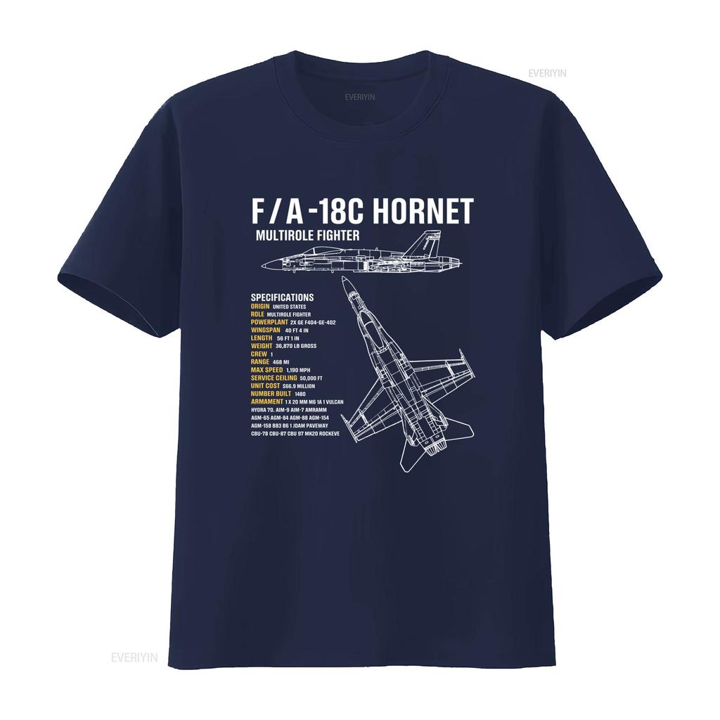 Cool Line Art F A C Hornet Multirole Fighter Jet Specs Print Casual T Shirt vintage Washed graphic Unisex streetwear Stylish