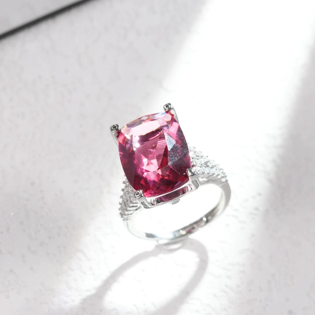 Large Water Drop Zircon Red Corundum Ruby Luxury Open Ring