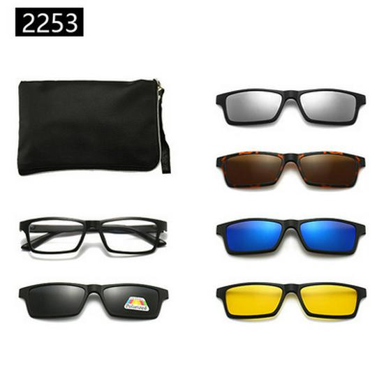 Cross-border TR90 Sunglasses Set: 1 Frame, 5 Polarized Lenses, Unisex, Trendy Driving with Pouch