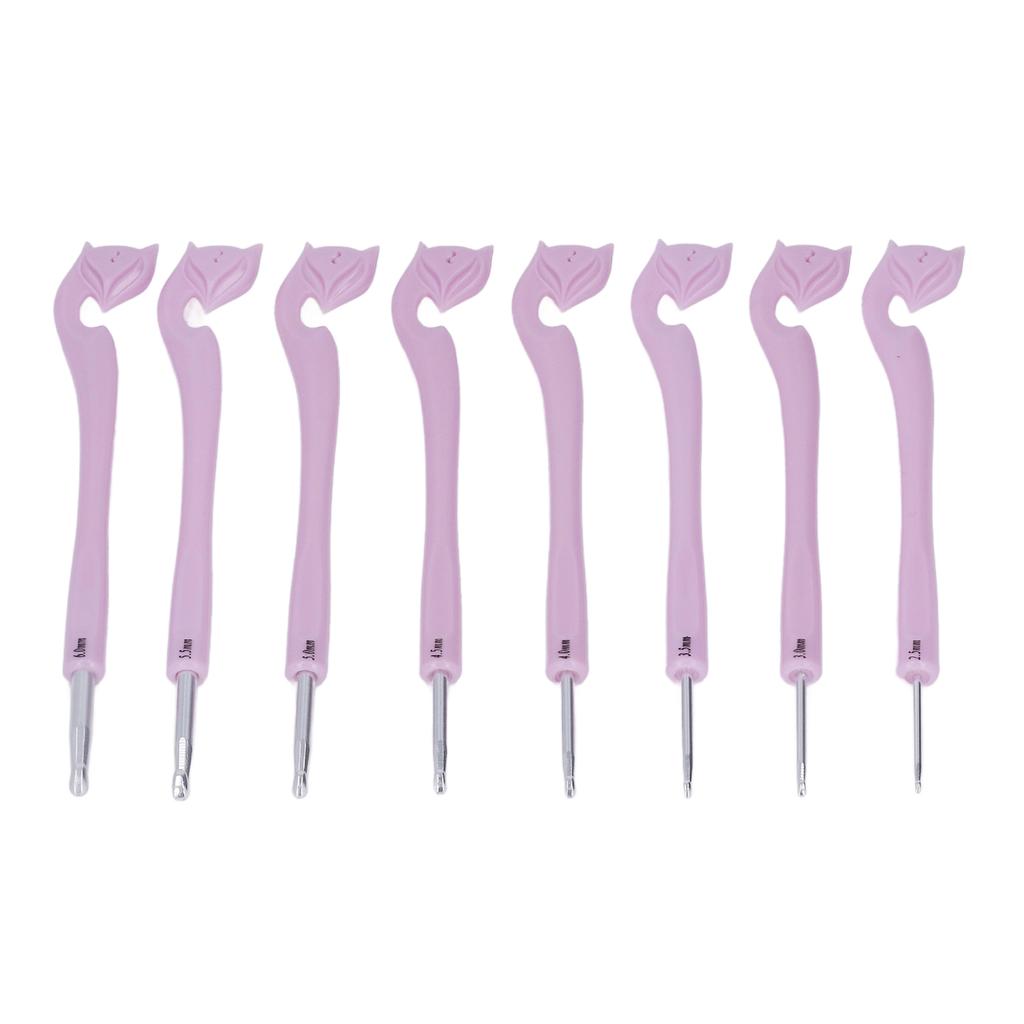 8PCS Aluminum Crochet Hooks Plastic Handle Sweater Needle Home Knitting Tools Multiple Sizes