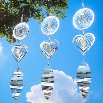 Wind Spinner Riflettore per uccelli Altamente riflettente per interni ed esterni Giardino Cortile Fattoria Campanello a vento in metallo sospeso Dissuasore per uccelli