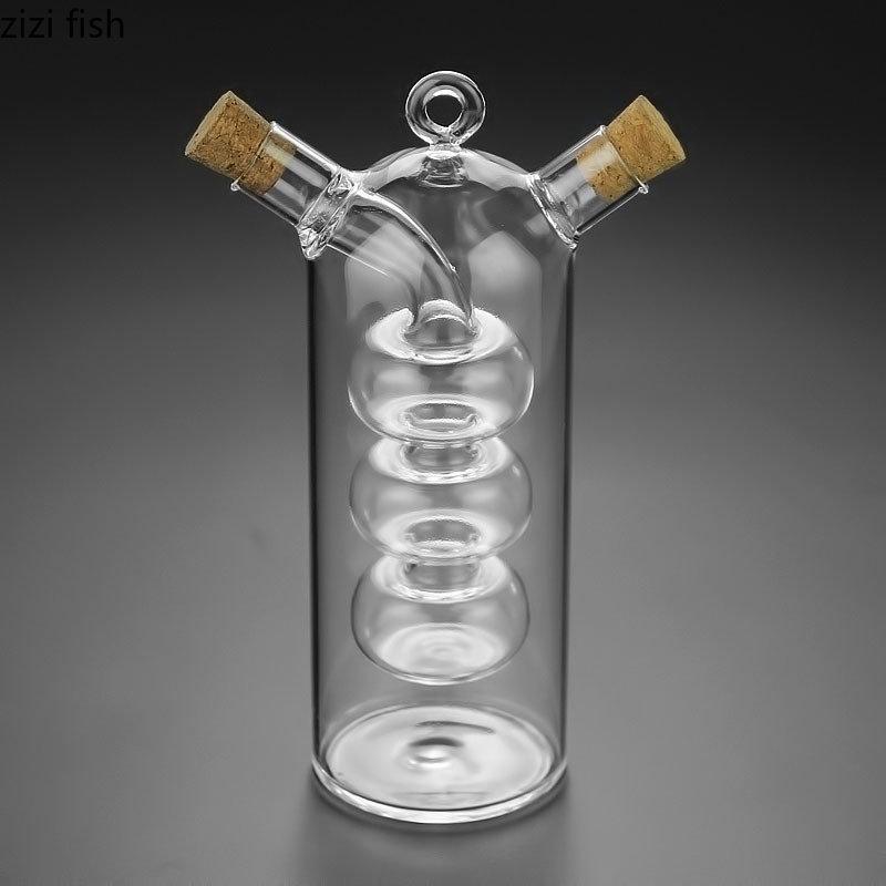 Double Glass Oiler Dual-purpose Glass Bottle Lecythus Vinegar Pot Soy Sauce Pot Condiment Bottles Kitchen Tools Spice Organizer