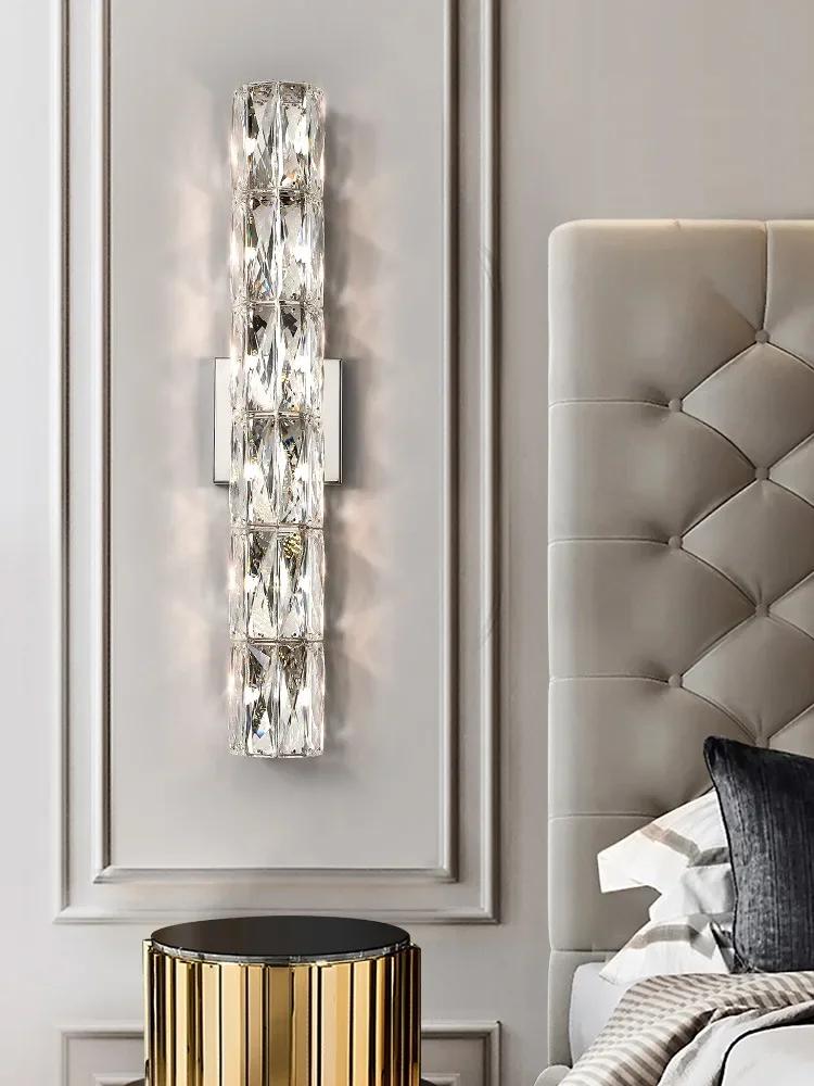 Crystal Bedroom Wall Sconces Lighting Chrome Indoor Beautiful Glass Wall Light Fixtures Modern Elegant Crystal Wall Mount Lamp
