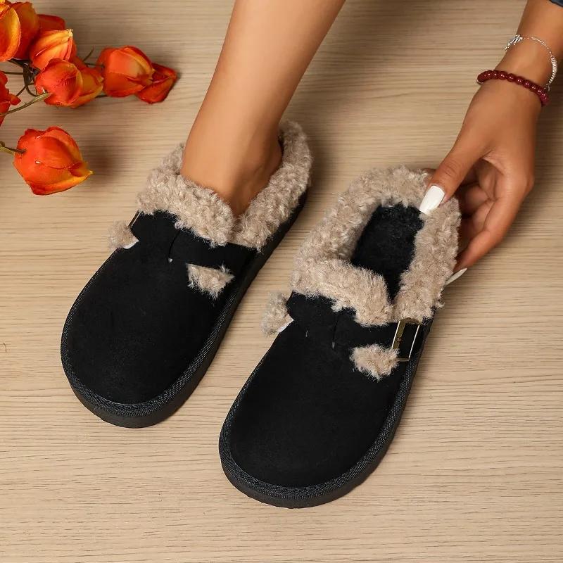 Fashion Snow Boots Winter Wear Outside Thick Sole Cotton Shoes Plush Thicken Keep Warm Slippers Platform Casual Shoes Outdoor Slippers