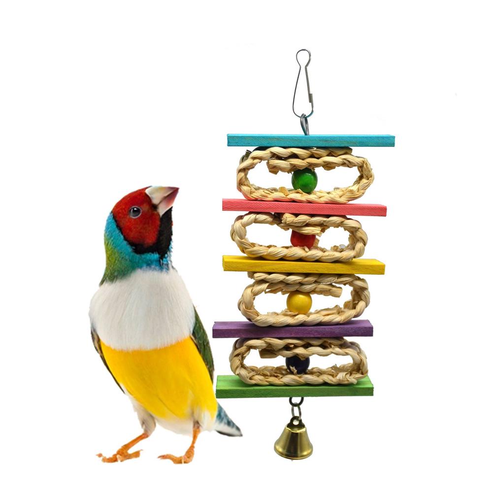 Corn Leaf Wooden Steel Hanging Toys Parrots Bird Squirrel Funny Chain Toy Bird Bites Climb Chew Toys
