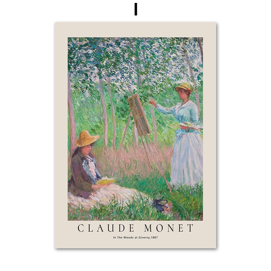 Claude Monet Abstract Retro Impressionist Wall Art, Canvas Nordic Posters and Prints, Wall Pictures for Living Room Decor