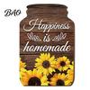 Artistic Wall Decor Panels Mason Jar Shape Decoration, Wooden Art with Sunflower Print, Farmhouse Home Decorations Retro Rustic Hanging for