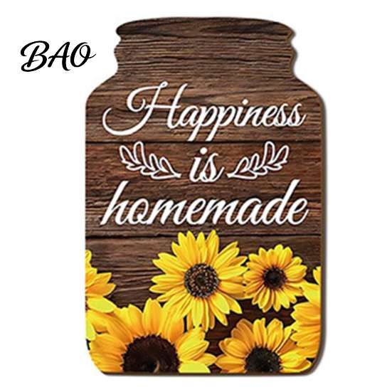 Artistic Wall Decor Panels Mason Jar Shape Decoration, Wooden Art with Sunflower Print, Farmhouse Home Decorations Retro Rustic Hanging for