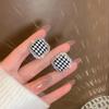 S925 Sterling Silver Square Houndstooth Rhinestone Stud Earrings - 2023 Elegant and Versatile Style