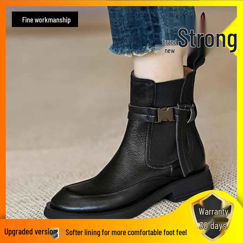 Dam Retro Chelsea Boots - Höst/Vinter 2025, Klack, Rund Tå, Elastisk Ankelkänga