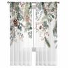 Christmas Plants Eucalyptus Leaves Berries Snowflakes Sheer Curtains Gauze Curtain for Living Room Bedroom Voile Yarn Curtains
