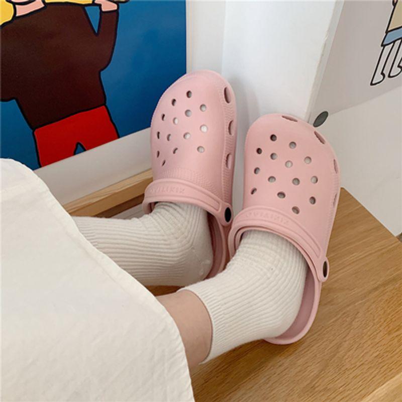 

Тонкие Креативные Мини Дырочные Туфли Сделай Сам Сандалии с Закрытым Носком Летняя Повседневная Нескользящая Пара Дырочных Туфель для Мальчика и Девочки No flower deduction pink 36-37