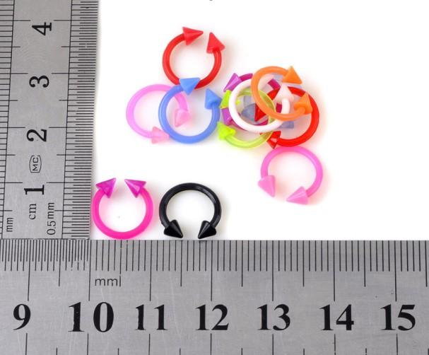 10Pcs Mixed Colorful Flexible Silicone Barbell Stud Tongue Ring Ball Bars Belly Navel Rings Stud Body Piercing Jewelry