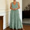 Women's Fashionable Loose-Fit Sleeveless Cotton-Linen Blend Shirt Dress