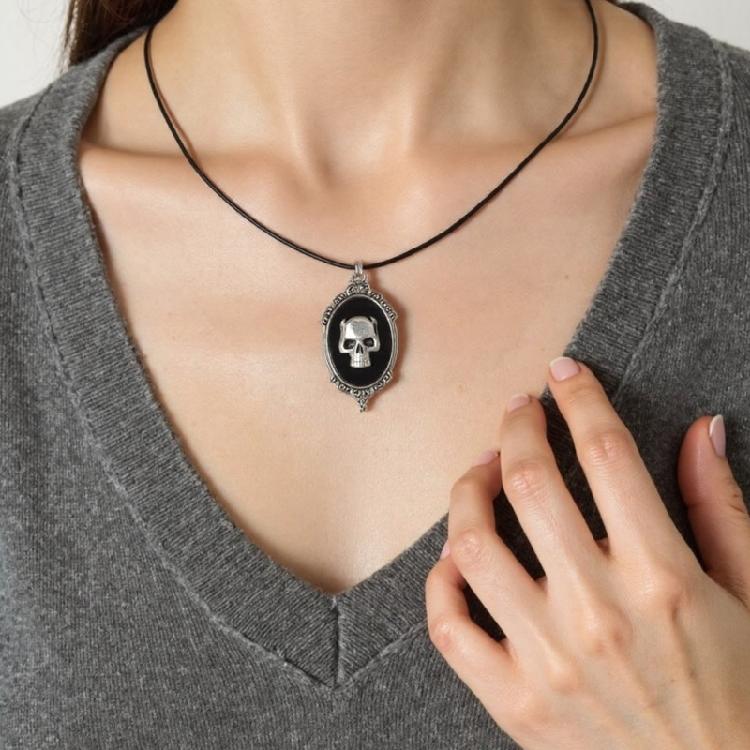 Schädel Anhänger Schmuck Zinklegierung Halskette Stilvolles Design Verstellbare Halskette Für Halloween Veranstaltung Lässiges Outfit