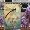 2D Flat, 1pc Vintage "Accept, Let Go, Have Faith" Dragonfly Aluminium Sign - 8"x12" Rustic Spiritual & Nature Decor, Inspirational Wall Art, Perfect