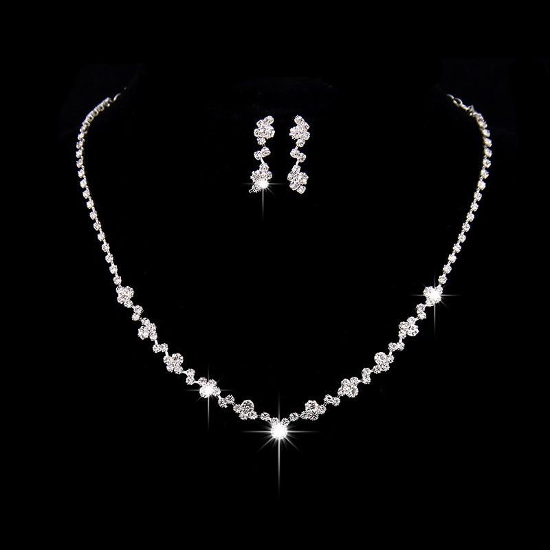 Korea Metal Claw Chain Rhinestone Wedding Necklace Bridal Necklace Earrings Jewelry Banquet Necklace Jewelry Set
