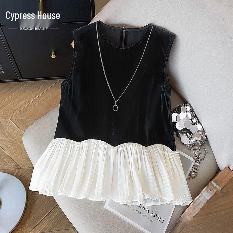 Women s Summer Color-Block Sleeveless Blouse S
