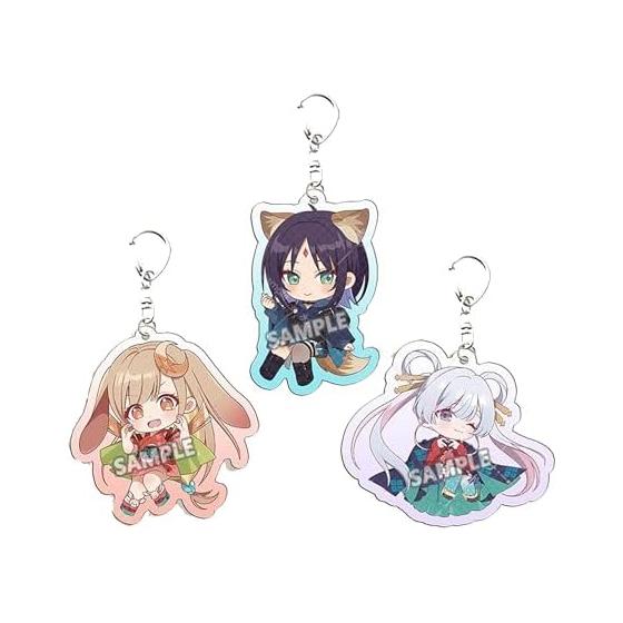 SENDENG Compatible Kaguya-hime! Acrylic Keychain Set of 3 - Kaguya, Sakiyori Ayaha, Tsukimi Yachiyo Goods - Portable Anime Pendant for Bags, Keys,