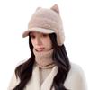 Internet celebrity cat ear knitted hat women's autumn and winter versatile velvet ear protection baseball cap cute thickened warm wool hat