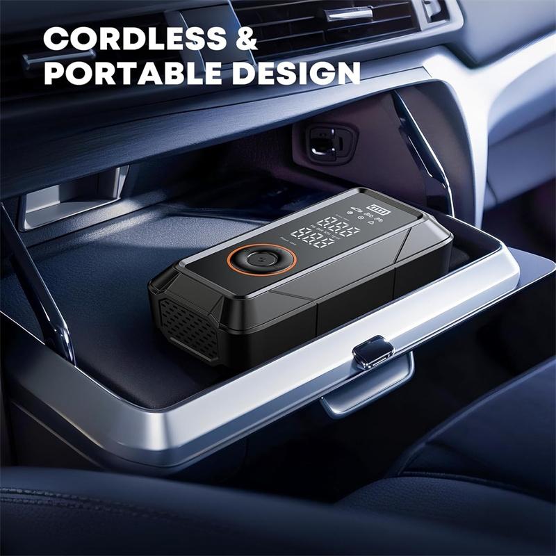 

Portable Cordless Air Compressor For Car Tires - Auto Electric Air Pump Fast Inflation For Bicycle, Motorcycle, 150Psi чёрный