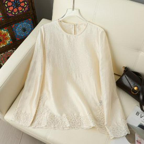 Mom s 2026 Spring Collection: Stylish Long-Sleeved T-Shirt for Middle-Aged & Elderly Women - Small Size M грязно-белый