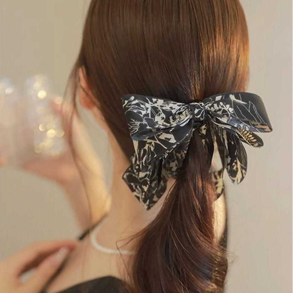 Korean Style Bow Banana Clip Ribbon Vertical Clip Elegant   Ponytail Hold