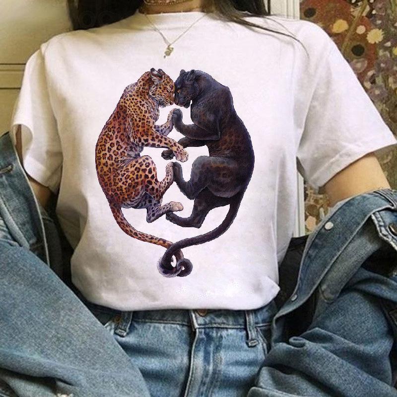 Fox Cartoon Print T Shirt Women Harajuku Casual Funny T Shir Women Clothing Tops Aesthetic Clothes Graphic T Shirts