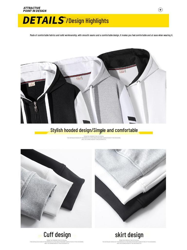 Herren Trendy Frühling Reißverschluss Hoodie: Leerer lässiger Kapuzenstrickjacke mit Gruppenlogo-Aufdruck