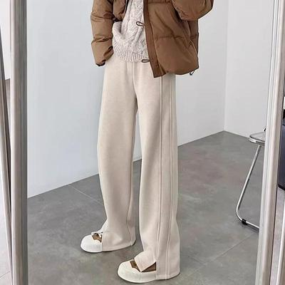 2025 Winter Damen Merino Wolle Weitbein Samthose - Petite, Verdickt, Slim-Fit, Gerades Bein Design