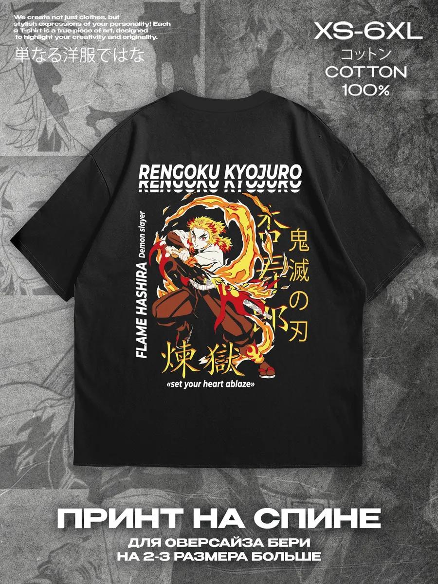 

Kyojuro Rengoku black T‑shirt, print on back Mens Tshirt Womens Tshirts with Letters Print Short Sleeves T-Shirt Casual Street Tee Shirt Top S