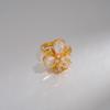 18k Gold Plated Zircon Flower Open Ring - Luxury European & American Style Index Finger Ring
