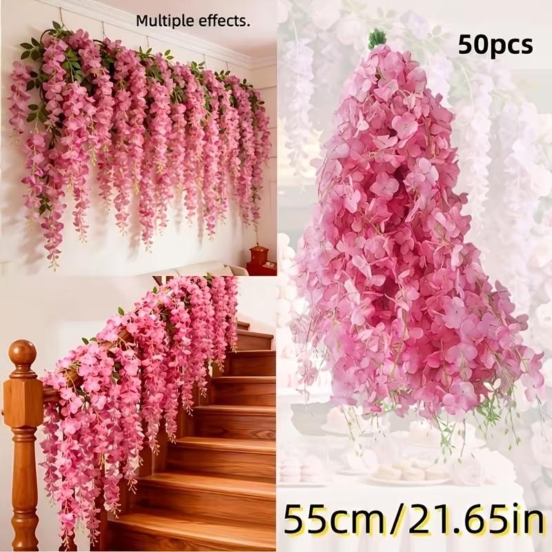 

Pink Wisteria Artificial Flower Vine Hanging Fake Flowets Garland for Home Decor Garden Wedding Party Decoration Wall розовый