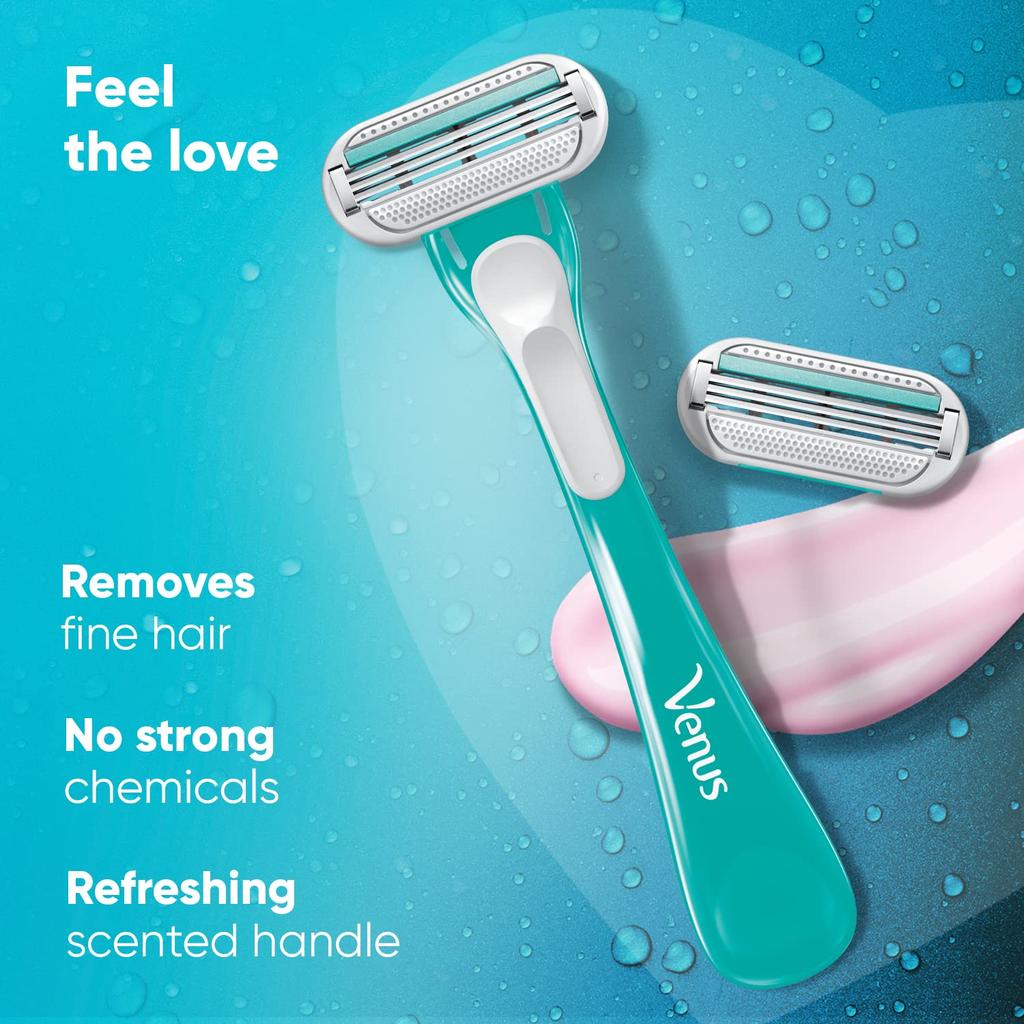 Gillette Venus Skin Love With Skin Essence | Womens Razor For Hair Removal- Pack Of 1, Green