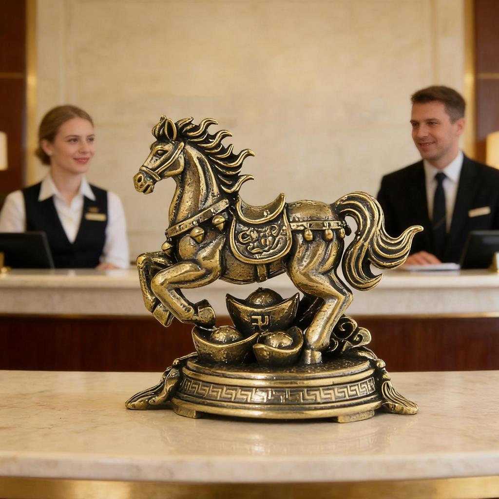 Brass Wealth Fortune Horse Figurine Good Luck Success Horse Ornament Small Horse Statue Decor Collectible Sculpture Ornament