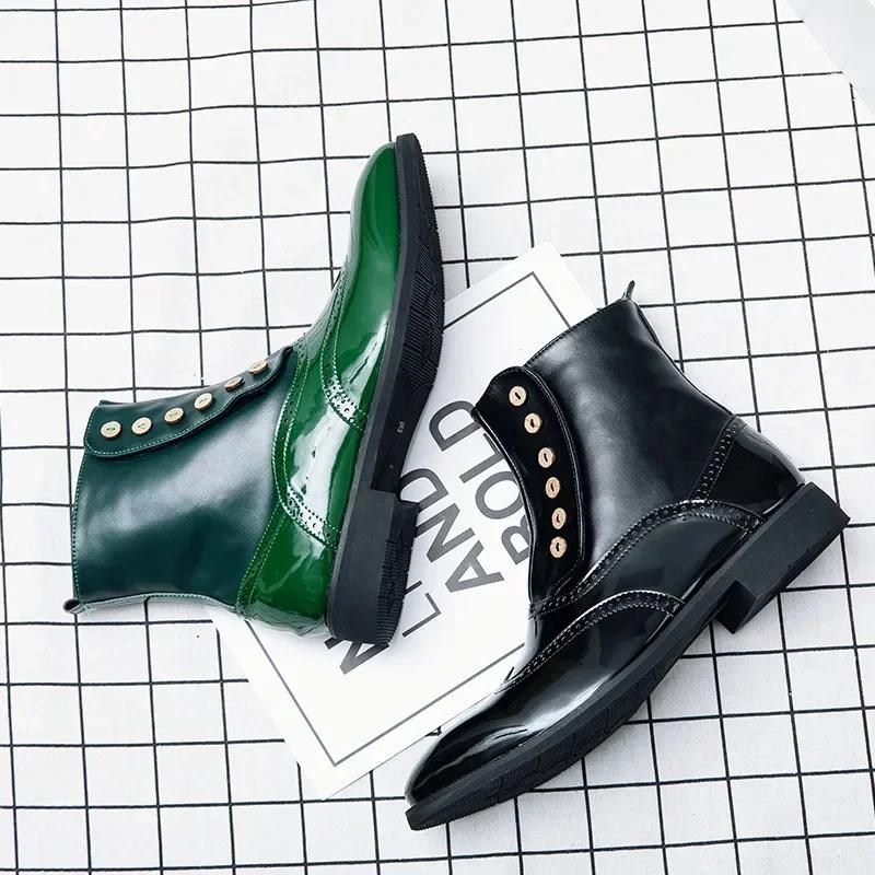 New Men's Classic Retro Genuine Leather Chelsea Boots Men Fashion Ankle Boot Mens Casual British Style Short Boot High-Top Shoes