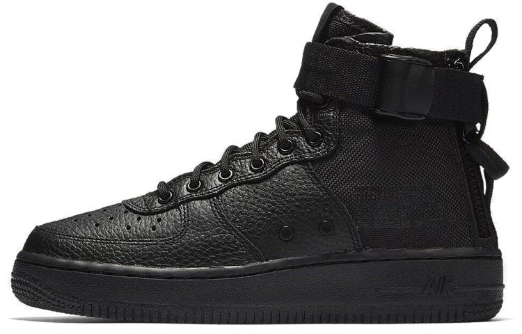 Nike Sf Air Force 1 Mid Triple Black Gs AJ0424-003 37.5