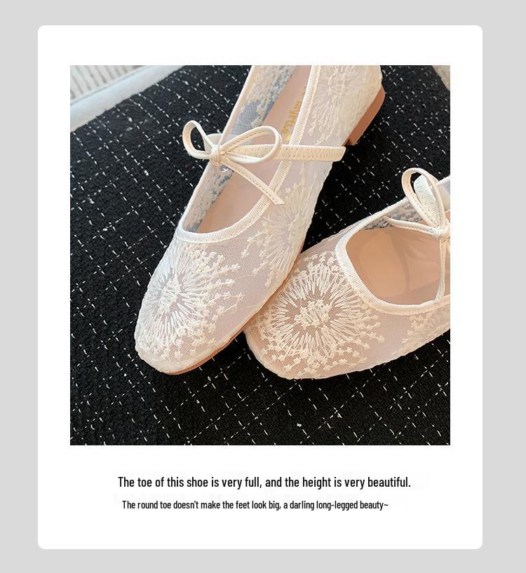 Grape Style Mesh Lace Bowknot Square Toe Hidden Heel Mary Jane Shoes for Women, Summer Collection