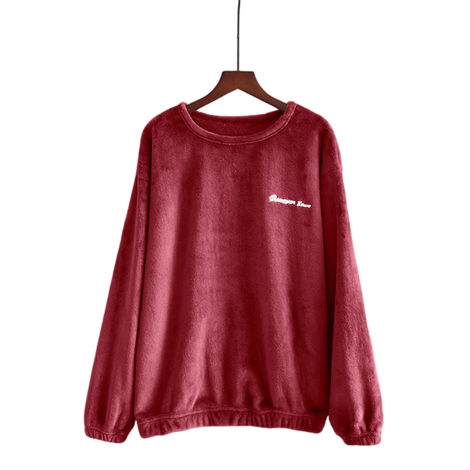 

Женская модная флисовая подкладка и утолщенный пуловер с длинным рукавом для пижамы XL винный