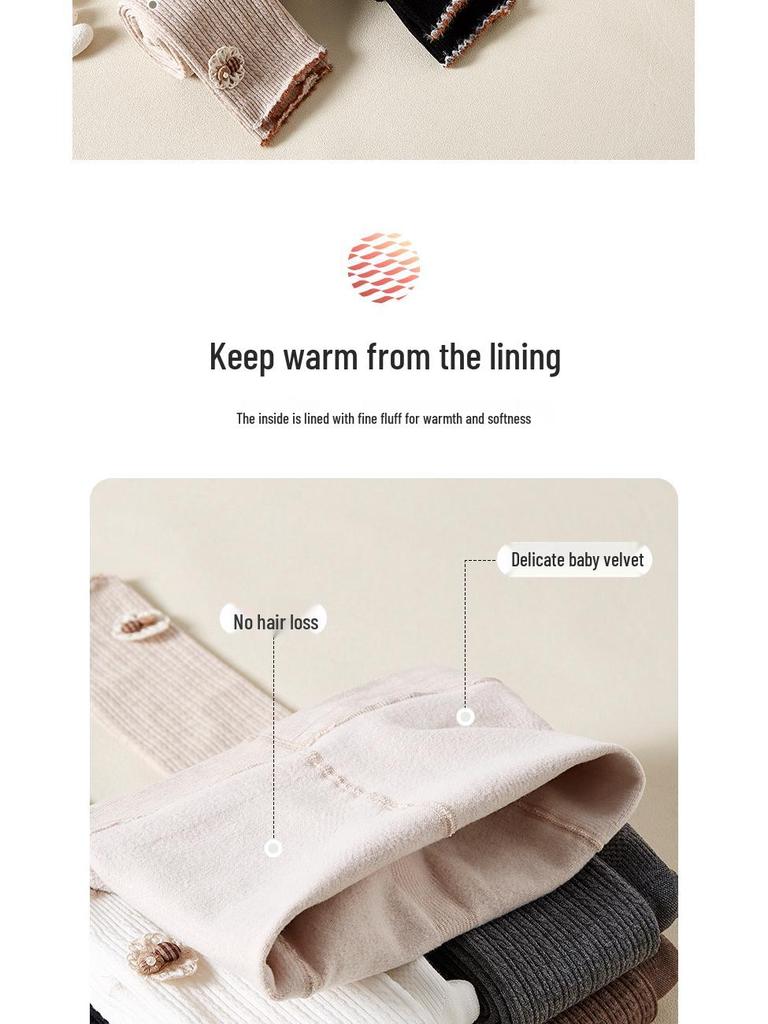 Mädchen Herbst/Winter Zopfmuster Leggings - Warm, angeraut, Baumwoll-Leinen-Mischung, fleecegefütterte Hose